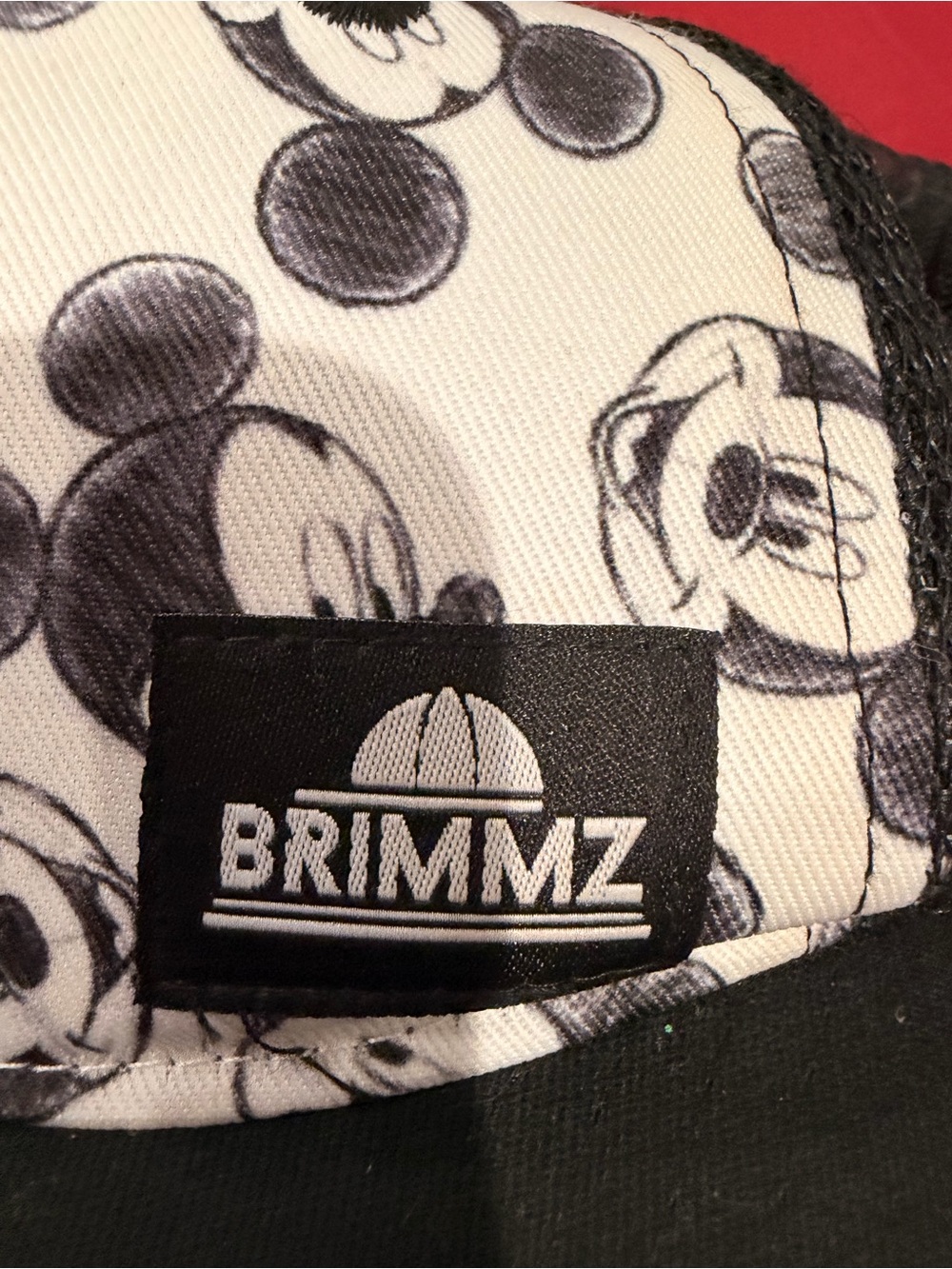 Brimmz Mickey Mouse Kids Black & White Mesh Adjustable Cap Vaca Disney World Sm